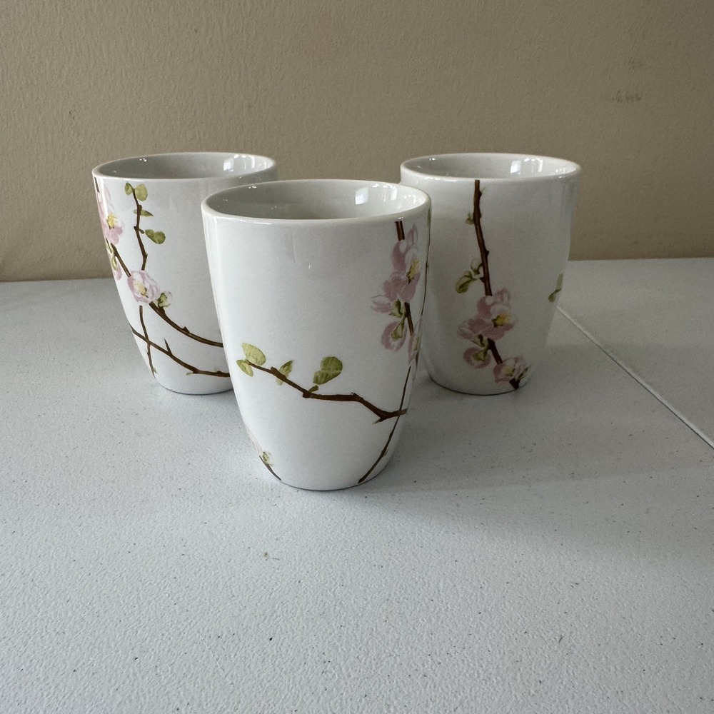 Corelle Coordinates Porcelain Cherry Blossom Tea/Coffee Cups Set of 3